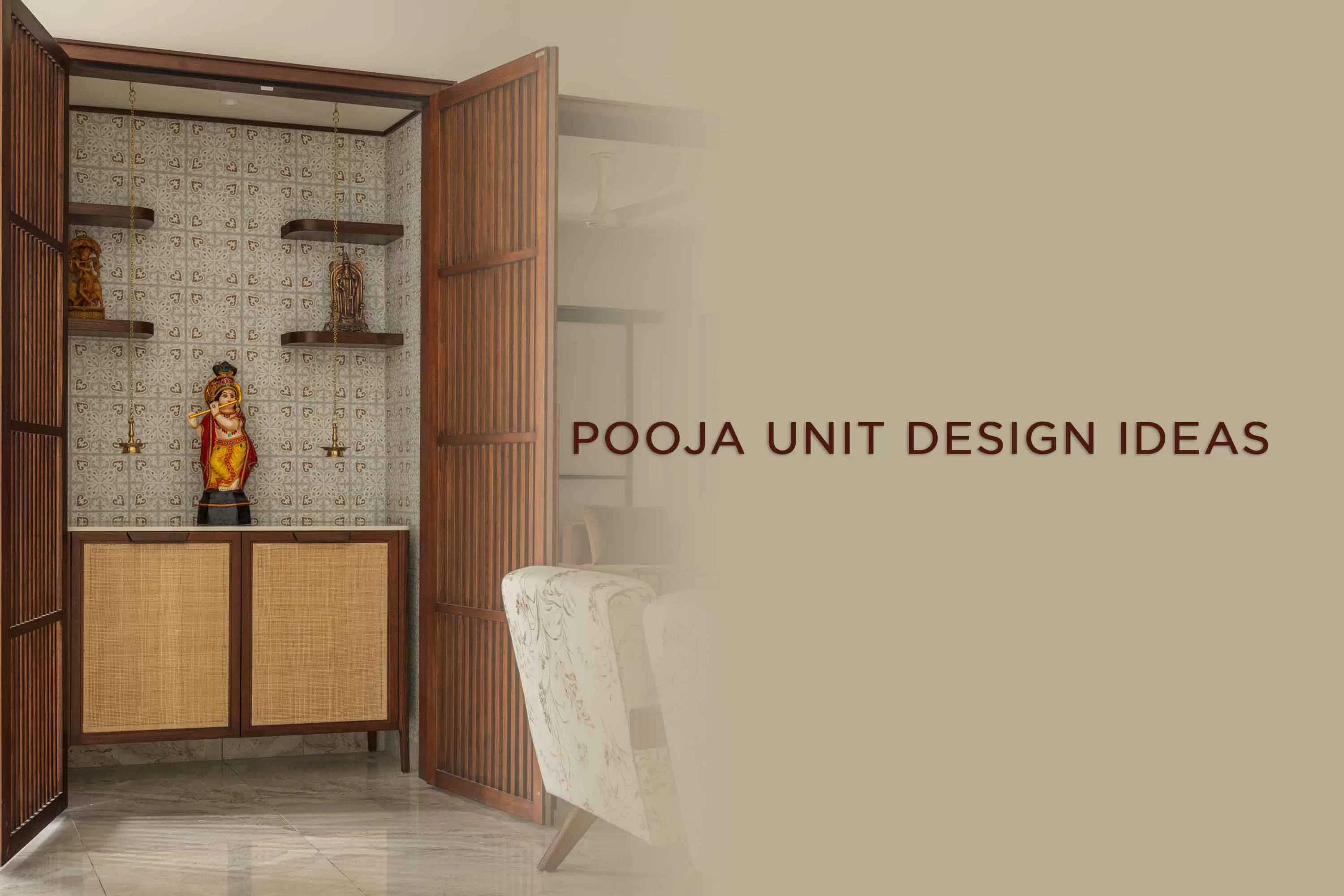 Modern wooden pooja unit